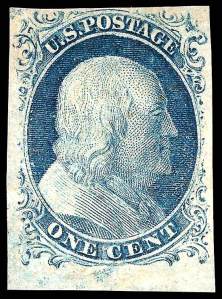 1851 One Cent Stamp - Ben Franklin (1706-1790)